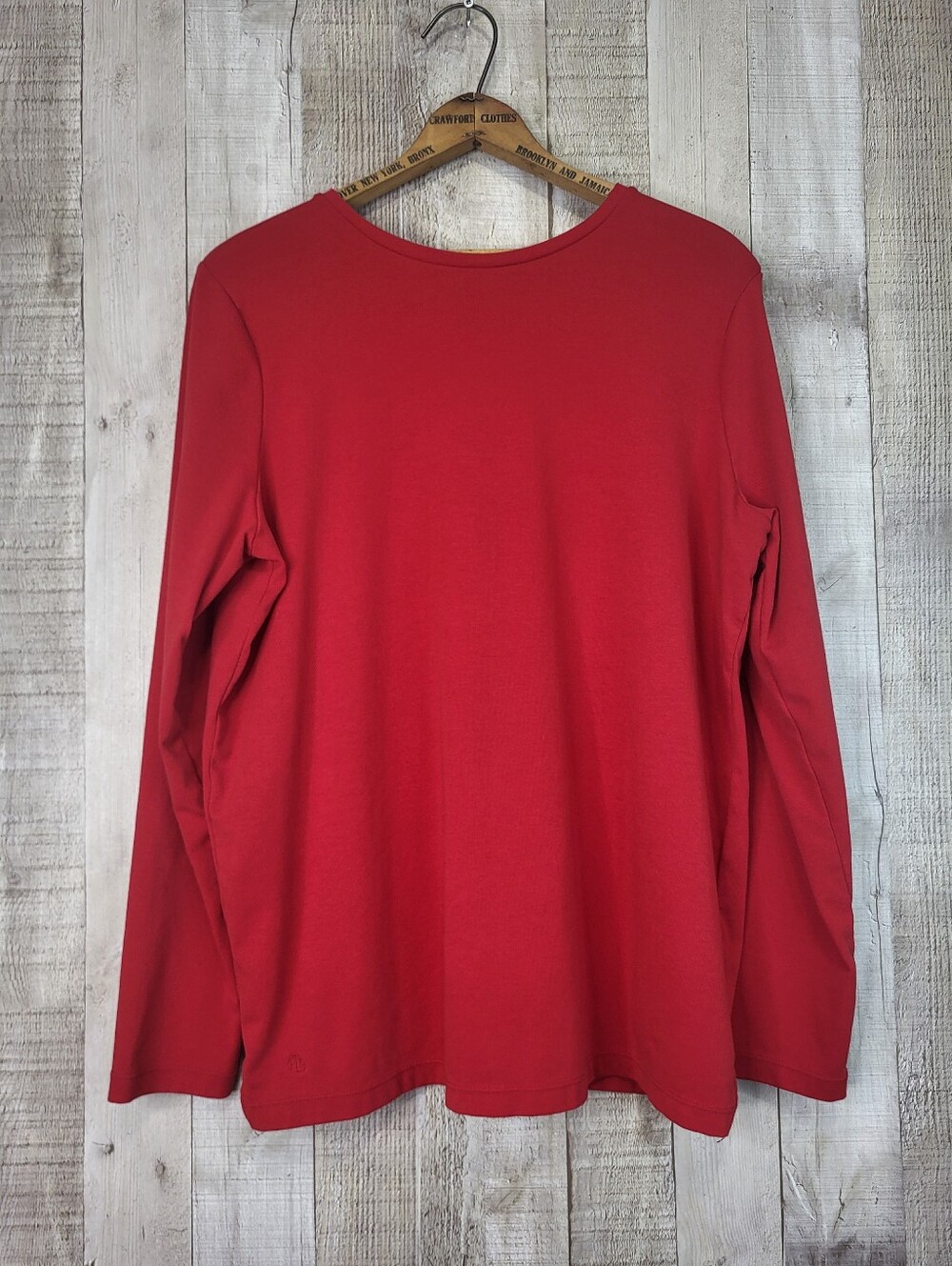 Lauren Ralph Lauren Red Long-Sleeve Crewneck Tee. Size 1X. Cotton Blend.
